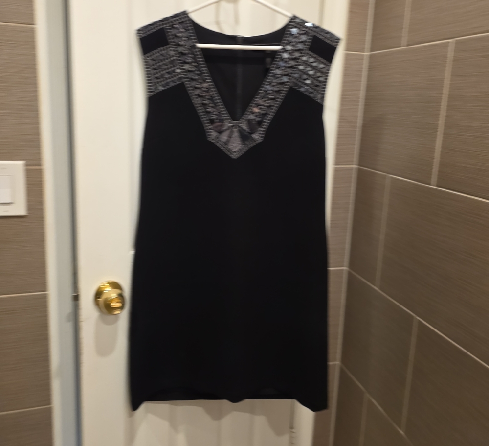 BCBGMaxAzria Black and Silver Mini Dress